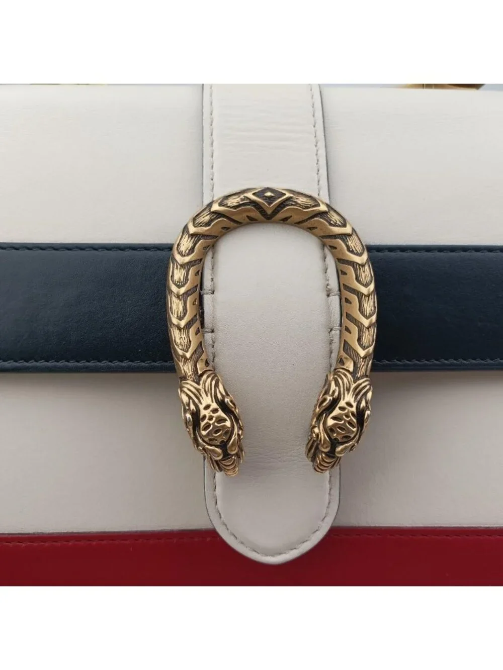 Gucci Dionysus White Navy Red Leather Shoulder Bag